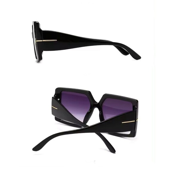 Square Sunglasses Woman Black Oversized Sun Glasses Female Retro Vintage Big - Picture 8 of 11